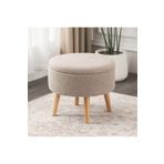 KOKİ DESİGN BERLİN Wellsoft Bej Çok Amaçlı Dekoratif Sandıklı Bench Puf Makyaj Masası Pufu Orta Sehpa