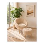 KOKİ DESİGN LİDA Tekli Koltuk Berjer Wellsoft Bej (SALON,BALKON,OFİS)PAPATYA PUF HEDİYELİ