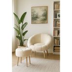KOKİ DESİGN LİDA Tekli Koltuk Berjer Wellsoft Krem (SALON,BALKON,OFİS)PAPATYA PUF HEDİYELİ