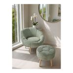 KOKİ DESİGN LİDA Tekli Koltuk Berjer Wellsoft Yeşil (SALON,BALKON,OFİS)PAPATYA PUF HEDİYELİ