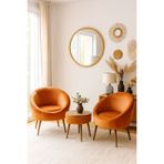 KOKİ DESİGN LİDA Turuncu İkili Berjer Seti ÖZEL SEHPALI (Salon,Balkon,Ofis)