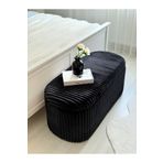 KOKİ DESİGN LİMA İthal Premium Peluş Kumaş Fitilli Toscana Siyah Sandıklı Bench Puf