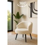 KOKİ DESİGN MOTTO Kırık Beyaz Wellsoft Peluş Kumaş 360 Derece Döner Mekanizmalı Berjer