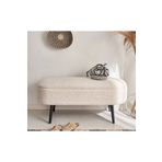 KOKİ DESİGN OSLO Wellsoft Kırık Beyaz Siyah Ahşap Ayaklı Sandıklı Bench Puf