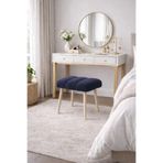 KOKİ DESİGN Peluş Kumaş Antrasit Dekoratif Puf Tabure Makyaj Masası Pufu