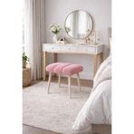 KOKİ DESİGN Peluş Kumaş Pembe Dekoratif Puf Tabure Makyaj Masası Pufu