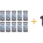 Koklear Implant Işitme Cihazı Pili, Rayovac 675CP Implant Pro+ (10 Paket x 6 Adet = 60 Adet Pil) + Hediye Mıknatıslı Işitme Cihazı Temizleme Fırçası - 10'lu