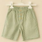 Kokori Kids Unisex Çizgili %100 Pamuk Şort - Yeşil - 3 Yaş