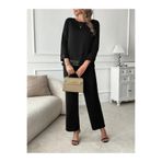 Kokosh moda DRESSIFY WOMEN’S FASHION Kadın Uzun Kollu Bisiklet Yaka Pulpayetli Viskon Iki Iplik Bluz Ve Pantolon