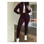 Kokosh moda DRESSIFY WOMEN’S FASHION Kadın Uzun Kollu önden Fermuarlı Kısa Modal Mor Ceket Ve Pantolon Ikili Tak