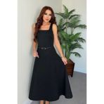 Kokosh moda Kadın Kare Yaka A Kesim Zarif Midi Elbise