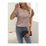 Kokosh moda Kadın Kısa Kollu Kolları Volanlı Baskılı Süprem Bluz