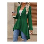 Kokosh moda Kadın Uzun Kollu Yakalı Önden Düğmeli Uzun Atlas Blazer Ceket