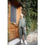 Kokosh moda Yeni Sezon Kadın Bisiklet Yaka Uzun Kollu Bluz ve Pantolon İki İplik Viskon İkili Takım