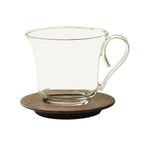 Kokteyl Bardakları 8oz Cam Kahve Fincanı ve Ahşap Bardak Altlığı Seti, Saplı Berrak Borosilikat Çay (Şeffaf)