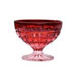 Kokteyl Bardakları Vintage Kabartmalı Cam Tatlı Bardakları, 225 ml Renkli Ayaklı Dondurma Kaseleri Sundae, Trifle, Meyve, Salata için (Kırmızı)