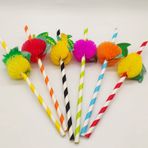 Kokteyl pipeti, paket 50 adet 3D kağıt pipet, petek pipet, meyve kağıt pipet, ananas pipet, tropik içecekler, plaj, doğum günü, düğün, Hawaii parti dekorasyonu için