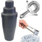 Kokteyl Seti 3 Parça Shaker 700 ml Bar Süzgeci Buz Maşası Kokteyl Hazırlık Seti Bartender