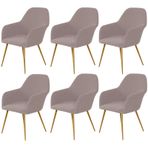 Kol Destekli Yemek Sandalyesi Örtüleri, Kavisli Sırt Sandalyeleri için Modern Streç Koltuk Kılıfları, 6'lı Set, Boz Kahverengi - Ev Dekorasyonu ve Koruma için Mükemmel