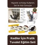 Kolay Kullanım Hijyenik Pratik Kum Kabı Yavru Yetişkin Kedi Wc Tuvalet Alıştırma Klozet Eğitim Seti - 10 x 15 cm - Açık Gri