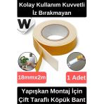 Kolay Kullanım İz Bırakmayan Su Sızdırmaz Yapışkan Montaj İçin Çift Taraflı Köpük Bant 2 mt 1 adet