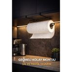 Kolay Montajlı Peçetelik Düzenleyici, Dolap Içi Geçmeli Metal Kağıt Havluluk Havlu Askısı Organizer - Siyah