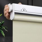 Kolay Takılan Gün Işığı UV Korumalı Stor Perde Pencere ve Kapı için Yarı Saydam veya Karartma Görüş Perdeleri Bej Polyester Kumaş Kolay Kurulum