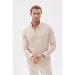 Kolay Ütülenebilir Oxford Erkek Bej Slim Fit Gömlek MARS36 - XL