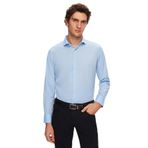 Kolay Ütülenebilir Slim Fit Dar Kesim Klasik Yaka Cepsiz Erkek Gömlek BUZ MAVİ 2XL