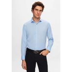 Kolay Ütülenebilir Slim Fit Dar Kesim Klasik Yaka Cepsiz Erkek Gömlek BUZ MAVİ S