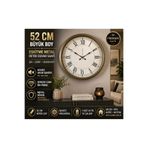 KOLAYEV 52 Cm Eskitme Metal Retro Duvar Saati Sessiz Mekanizma Camlı Büyük Salon Saati Dekoratif Premium