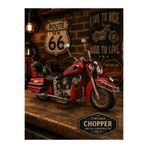 KOLAYEV Vintage Kırmızı Chopper Motosiklet Metal Dekoratif Obje 28 cm El Yapımı Retro Motor Modeli