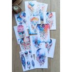 Kolbi Craft 12 Adet Suluboya Boho Temalı Scrapbook Kağıt Seti Bullet Journal Dekupaj Kağıdı - Çok Renkli