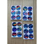 Kolbi Craft 24 Adet Vitray Kuzey Işıkları Sticker Seti Bullet Journal Laptop Termos Renkli Cam Yuvarlak Sticker