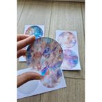 Kolbi Craft 6 Adet Vitray Pembe Sticker Seti Bullet Journal Laptop Termos Scrapbook Renkli Cam Yuvarlak Sticker