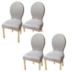 Kolçaksız Yemek Odası için Elastik Sandalye Kılıfları 4'lü Set Masif Ahşap Ayak Modern Oval Yan Sandalye Koruyucu Fasulye Yeşili.