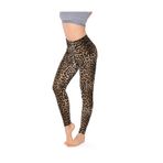 Kolcu Geniş Leopar Desenli Likralı Uzun Kadın Tayt - Kb3005 Geniş Leopar Desenli Çok Renkli
