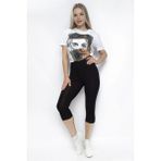 Kolcu Kadın Büyük Beden Siyah Kapri Tayt - 3021 - 4XL