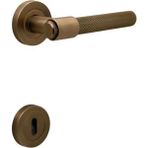 Koldoor Punch Mat Antik Sarı Rozetli Oda Kapı Kolu 5 Takım