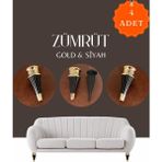 Koldoor Zümrüt Gold Siyah Mobilya Koltuk Ayağı Chester Komidin Tv Ünitesi Vestiyer Ayağı 17 cm 4 Adet - Siyah - Gold