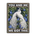 Koleksiyon parçası, 30,5 x 40,6 cm, Tavus kuşlu metal duvar levhası, You And Me We This poster, retro oda şekillendirme detayı, yatak odası veya okuma köşesi için uygun, iç duvar dekorasyonu