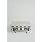 Kolexonline Luna-1 Akilli Sehpa,Calisma Masasi, Yemek Masasi, Yer Sofrasi, Tekerli Ve Cekmeceli Antik Beyaz Renk