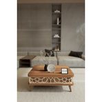 kolexonline Ottowa Smart Coffe Table, Akıllı Masa, Kahve Sehpası Ceviz Renk Ahşap Sehpa