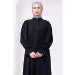 Kolları Lastikli Eva Tesettür Elbise Siyah HM2758 - 38