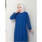 Kolları Taşlı Büyük Beden Anne Elbisesi - Mavi - 48