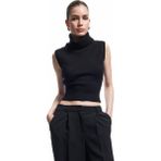 Kolsuz Balıkçı Yaka Triko Bluz - Siyah - XL