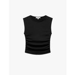 Kolsuz Bisiklet Yaka Slim Fit Bürümcük Drapeli Bluz