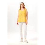 Kolsuz Devin Papatya Desenli Yazlık Poplin Bluz Sarı Sarı