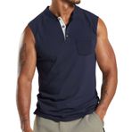 Kolsuz düğmeli gömlek erkekler için büyük boy erkek Tank Top fantezi siyah yelek egzersiz spor koşu kas Tee gömlek Tops, lacivert, 3XL