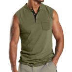 Kolsuz düğmeli gömlek erkekler için büyük boy erkek Tank Top fantezi siyah yelek egzersiz spor koşu kas Tee gömlek Tops, Yeşil #1, XXL